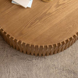 Vintage Fashion Style Cylindrical Nesting Coffee Table Set with Vertical Textured Embossed Design W757P195740
