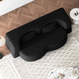 Modern Floor Sofa with 2 Pillows,Convertible Teddy Fabric Foam-Filled Sleeper Sofa Bed,15" Full Size W1885P308288