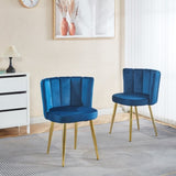 Modern BLUE dining chair with iron tube golden color legs, velvet and comfortable W234P256814