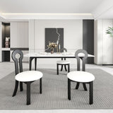Vintage Rubber Solid Wood Dining Chair, Sheep Plush Dining Chair, Armless Dining Chair, Suitable For W1535P281504