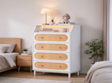 () 4-Drawer Dresser with Rattan-Finish Fronts and RGB Lighting Particleboard 81878856