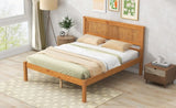 ZNTS Platform Bed Frame with Headboard, Wood Slat Support, No Box Spring Needed, Full, Oak 00265555