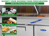 Orikool 93 IN Commercial Pizza Prep Table with a Built-in Refrigerator 30.8 Cu.Ft, Butcher Block W2095126428