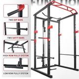 1000LBS Power Cage with LAT Pulldown & Multi-Grip Pull-Up Bar Olympic Squat Rack with Dip Handles 08786952