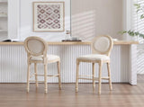 French Country 30'' Height Bar Chairs Set of 2, Upholstered Chairs with Round Back, Wire drawing and W3426P324576