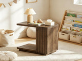 C Shaped Side Table with Fluted Panels, Wood Accent Table 25122812