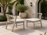 Outdoor Dining Chairs Set of 2, Acacia Wood Patio Chairs with Cream Washable Cushion,for Backyard, N762P389932K