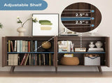 Sideboard Buffet Cabinet with Storage, Long Sideboard Storage Cabinet with 4 Doors, Wood Credenza W409P327406