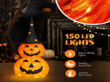 2pcs 3ft Halloween Collapsible Pumpkin Decorations 150 LED Lights 08723642