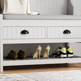 3-in-1 Hallway Hall Tree with 2 Storage Drawer and 4 Coat Rack, Wooden Entryway Shoe Rack Bench with W2557P195397