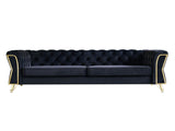 Modern Tufted Velvet Sofa 87.4 inch for Living Room Black Color W579107799
