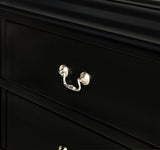 1pc Black Finish Five Drawers Louis Philip Chest Solid Wood Contemporary Sleek Ample Storage B011P193098
