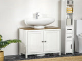 Pedestal Sink Storage Cabinet, Under Sink Cabinet with Double Doors, Antique White, Walnut-AS 50137181