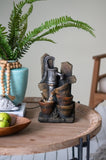 7.7x3.9x13.6" Brown and Gray Water Fountain with Antique Water Pump Design and LED Light W2078138943