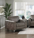 Brownish Gray Polished Microfiber Upholstery Elegant Modern Style Chair 1pc Solid Wood Living Room B011P204083