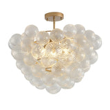20-Inch Gold Ceiling Pendant Light with Threaded Clear Glass Globe Shade Ideal for Living Room, W1340P251914