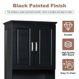 ZNTS Tall Bathroom Cabinet with Four Doors, Large Storage Space Open Shelve, Upper Storage Cabinet, Black 41680968