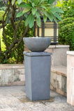 ZNTS 44.5" Polyresin Gray Zen Bowl Water Fountain, Outdoor Bird Feeder /Bath Fountains, Relaxing Water W2078125236