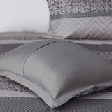 7 Piece Jacquard Comforter Set Grey/Taupe Queen B03596938