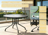 Black & Coffee 6-Piece Patio Dining Set for 4 Complete with Umbrella, Round Glass Table & 4 60964173