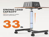 Small Mobile Desk Adjustable Height Laptop Desk with Lockable Wheels, Rustic Brown 88936399