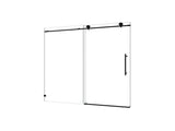 4876 Matte Black frameless one fixed and one shifted Shower Door, 70MM 304 SUS large pulleys with W2517P314409