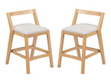 Jasper Indoor Rubberwood Barstool, Natural Finished and Beige Upholstery, Set of 2 N775P336213N