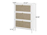 Rattan 3 Door Shoe Rack, Freestanding Modern Shoe Storage Cabinet, for Entryway W688P211259