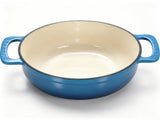 Cast iron 6QT cooking pot - Gradient blue - Includes two silicone gloves - Enamel pot 85024210
