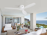 52 Inch Indoor Wooden Ceiling Fan With 3 Solid Wood Blades Remote Control Reversible DC Motor W934P146082