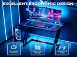 31.5" Z-Shaped Faux Carbon Fiber Veneer Gaming Desk P2 Particleboard Iron Pipe Computer Desk with 72974532