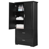 ZNTS Tall Bathroom Storage Cabinet, Cabinet with Two Doors and Drawers, Adjustable Shelf, MDF Board, N725P172882B