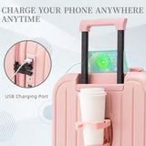20/24/28in ABS 360&deg Spinner Wheel Luggage, Carry on Suitcase, with Cup Holder & USB Port W2787P262949