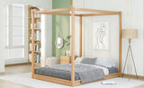 ZNTS Queen Size Canopy Platform Bed with Support Legs,Natural WF293232AAM