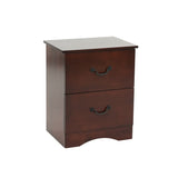 2 Drawers Pine Wood Nightstand, Cherry B016P257268