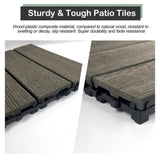 Wood Plastic Composite Deck Tiles Set of 20pcs, DIY Interlocking Decking Tiles, Floor Tile, Durable, W2805P205619