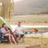 ZNTS 4ft Camping Folding Table, Aluminum Portable Picnic Table with Adjustable Height, 3 Fold Lightweight 45779058