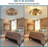 Rattan Ceiling Fan with 5 Bulbs W2738P242331