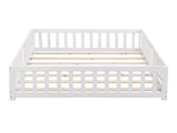 full Size Floor Bed with Door,Solid Wood Platform Bed Frame with Fence,Suitable for children,Pine W495123240