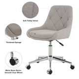 Modern teddy fleece fabric with chrome legs living room furniture dining chair, soft and W210127513