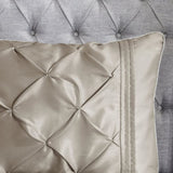 7 Piece Tufted Comforter Set Taupe Queen B03596863