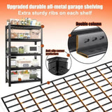 5-Layer Metal Storage Rack, Adjustable Height Storage Rack, 2000 Pound Load, Suitable For Garages, 09966431