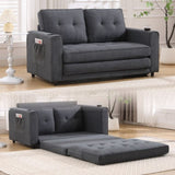 3-in-1 Upholstered Futon Sofa Convertible Sofa bed,Foldable Tufted Loveseat with W2325P183181
