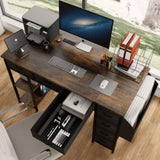 47" Computer Desk With Power Outlet,Writing Desk with 7 Fabric Drawers,Vanity table Drawers and W2887P239383