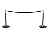 6-Piece Stainless Steel Stanchion Set with 4 Black Velvet Ropes, Crowd Control Barrier for Theater, 19533536