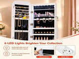 Full-Length Mirror Jewelry Cabinet, 3-in-1 Standing/Over-the-Door/Wall-Mounted Jewelry Armoire with 50046552