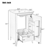 20.3" Bathroom Vanity with Sink, Functional Drawer, Door Shelf, Soft-closing Door, White N759P218643K
