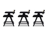 Milan 25.5" Modern Resin Webbing Back Bar Stool with Arms, Set of 3, Ebony Black Boucle B2719P238391