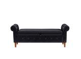 ZNTS Black Multifunctional Storage Rectangular Sofa Stool L2039BK