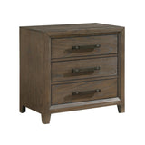 ZNTS Dark Walnut Finish Nightstand of 3 Drawers Classic Design Bedroom Furniture 1pc B011140393